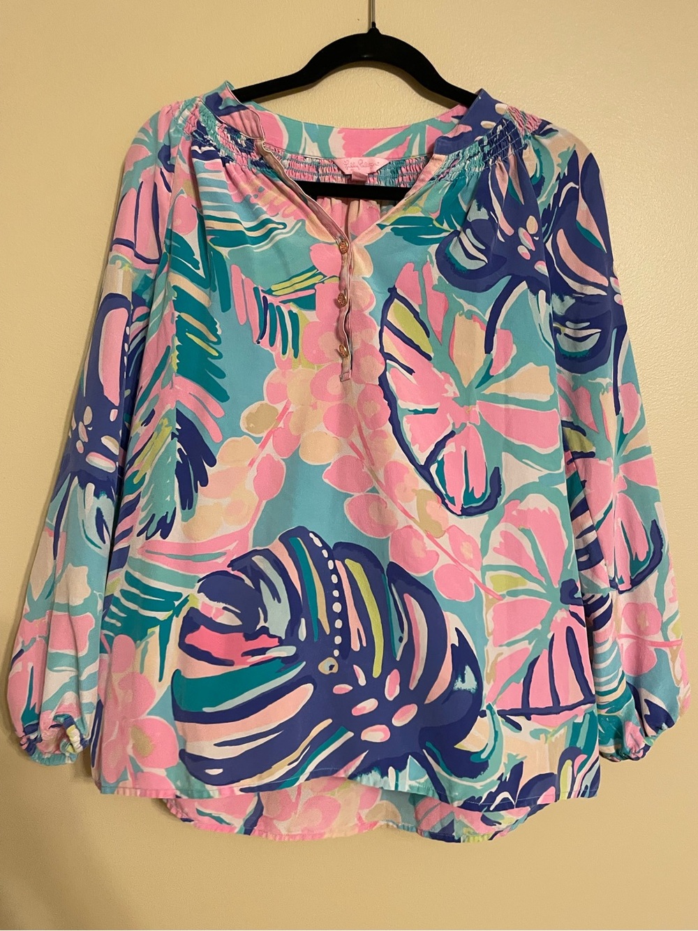 Lilly Pulitzer Elsa Silk Top Exotic Garden size medium